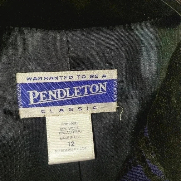 Pendleton Blue Green Plaid Wool Blend Blazer 12 - Picture 5 of 6